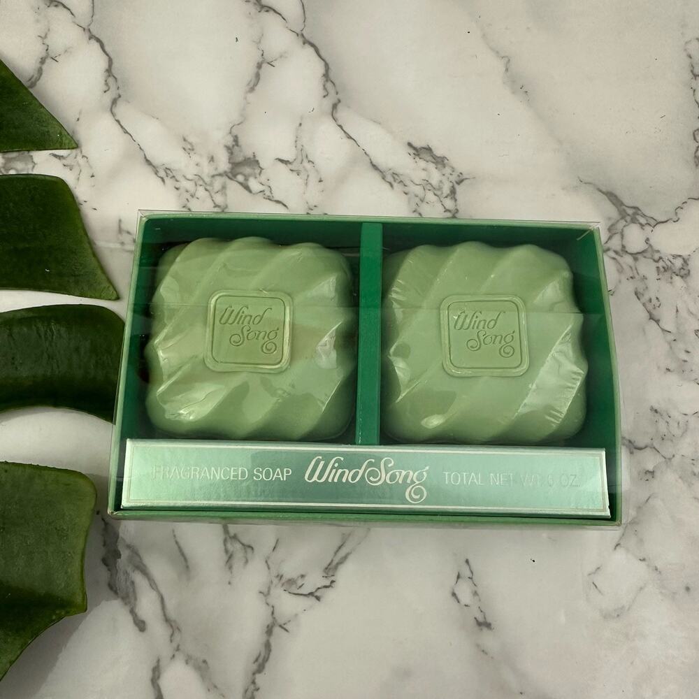 Vintage Wind Song Prince Matchabelli Bar Soap Set of 2 Sealed Fragranced Green